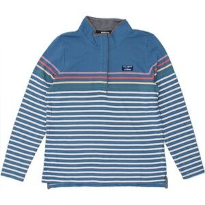 L.L. Bean XS Mock Neck Button Up Striped Long Sleeve Shirt